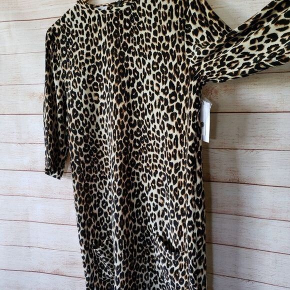 Equipment Aubrey Leopard Spotted 100% Silk 3/4 Sleeve Shift Dress Women's Small - Picture 8 of 14